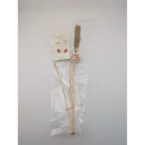 Carisma Necklace Earring Set Gold Tone Flower Tassel Chain Womens Jewelry‎ USA